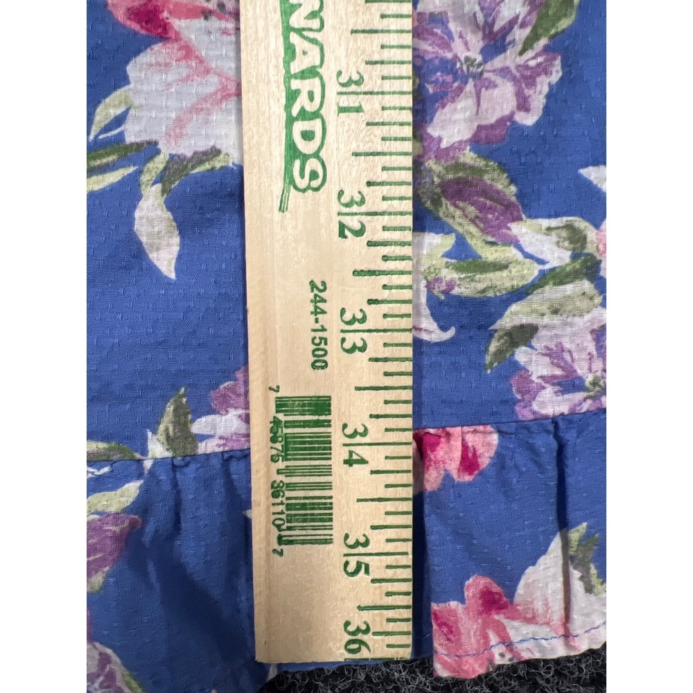 Adonna Sleepwear Nightgown House dress 1X Blue Floral Cotton Ruffle Pintuck Gown - Picture 5 of 8